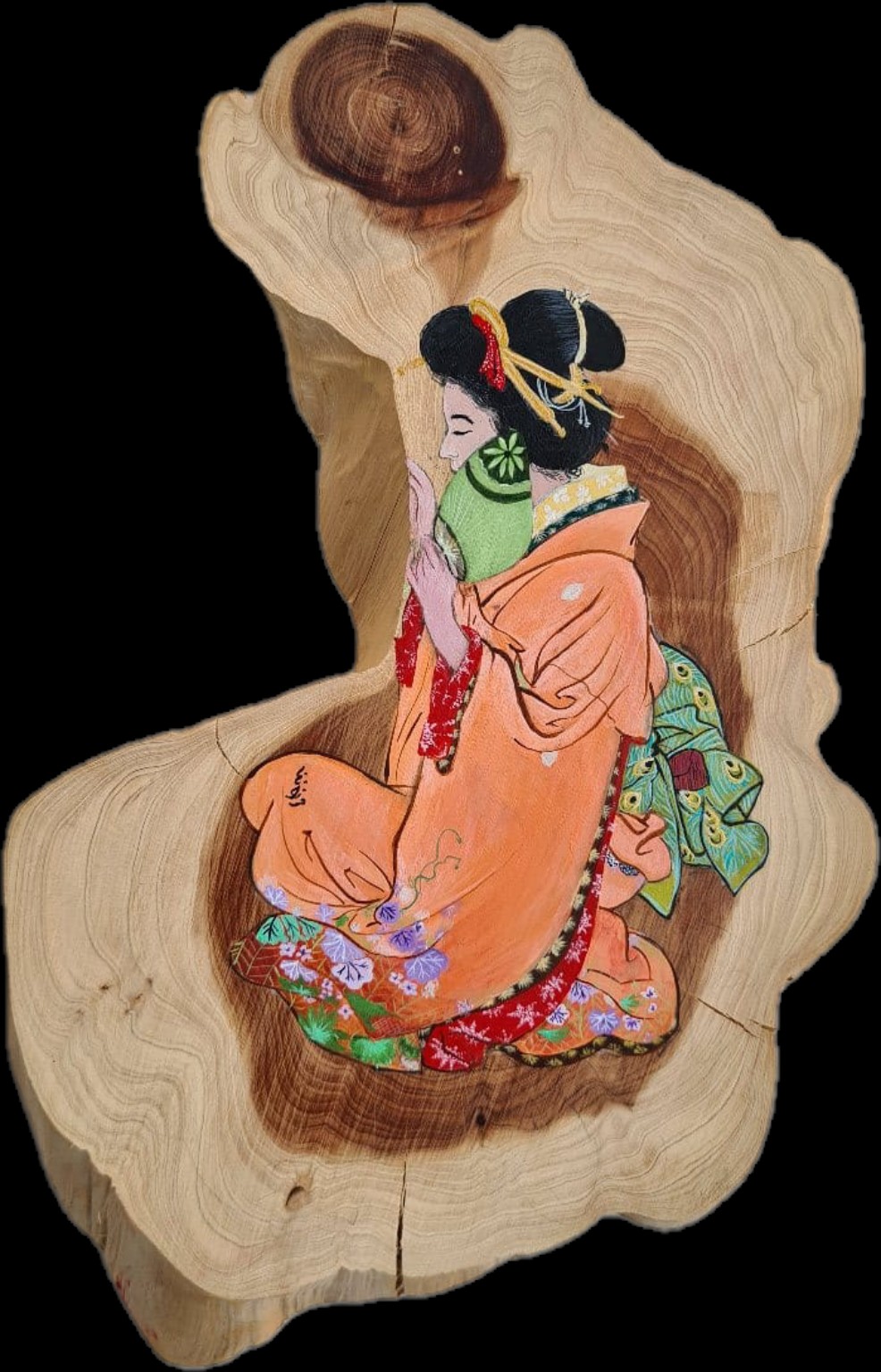 Geisha auf Holz